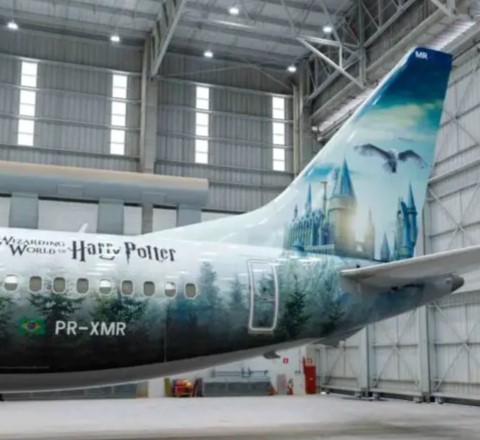 Illustration of: GOL’s brand new Harry Potter themed aircraft